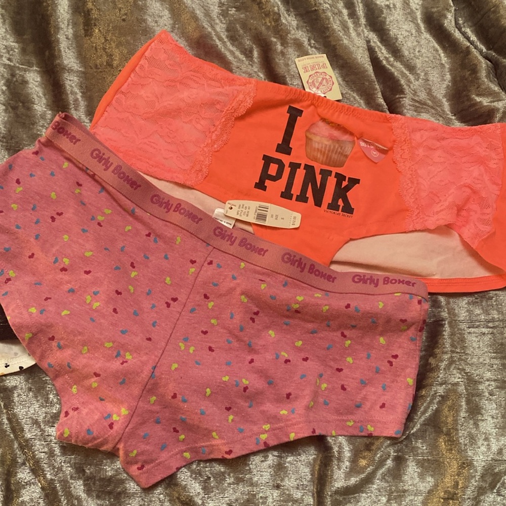 (3) PINK boy shorts size small